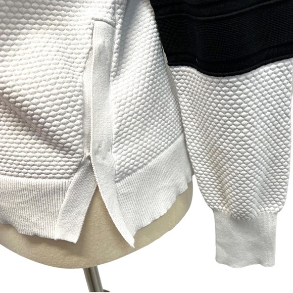 Jonathan Simkhai Black & White Side Snap Colorblock Textured Sweatshirt Medium - Picture 5 of 12